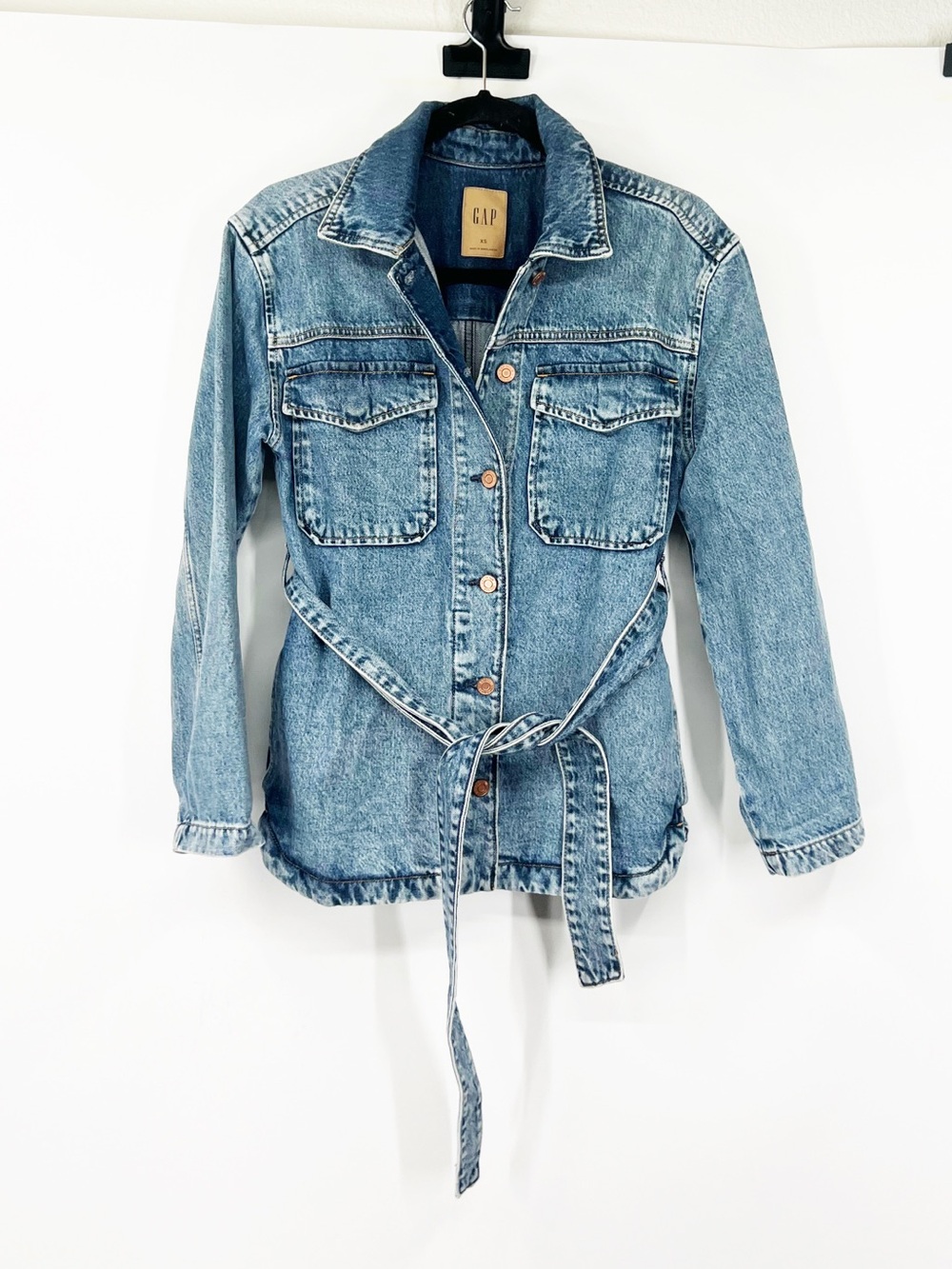 Gap Belted Denim Shirt Jacket Tie Waist